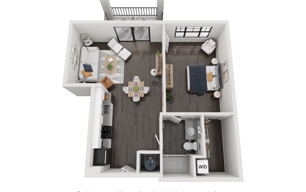 Falls - 1 bedroom floorplan layout with 1 bath and 822 square feet. (Layout 2)