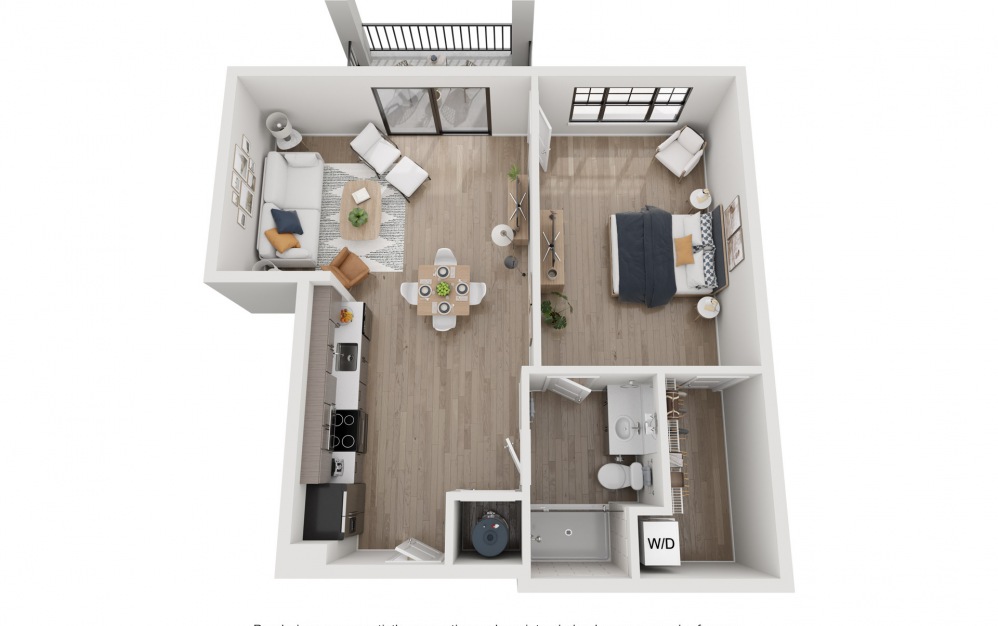 Falls - 1 bedroom floorplan layout with 1 bath and 822 square feet. (Layout 1)