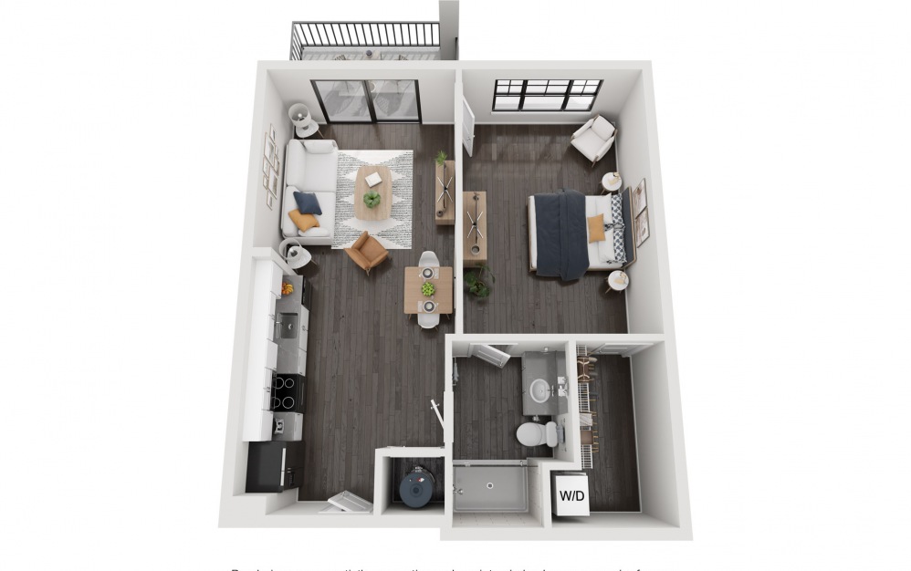 Glenville - 1 bedroom floorplan layout with 1 bath and 752 square feet. (Layout 2)