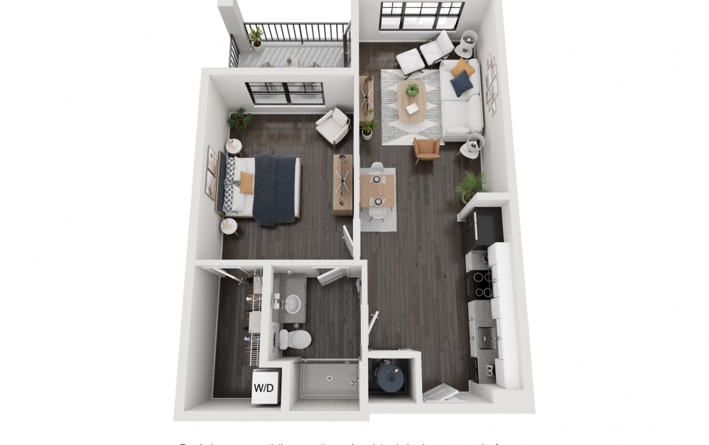 Gaston - 1 bedroom floorplan layout with 1 bath and 761 square feet. (Layout 2)