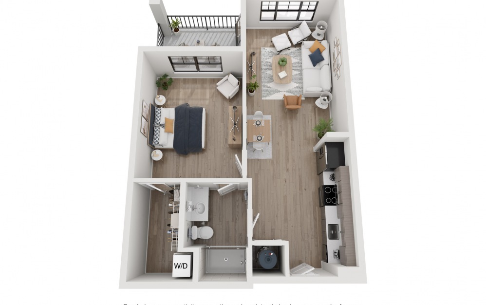 Gaston - 1 bedroom floorplan layout with 1 bath and 761 square feet. (Layout 1)