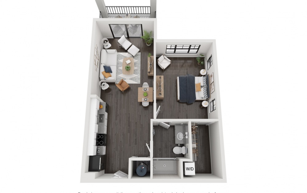 Greenfield - 1 bedroom floorplan layout with 1 bath and 787 square feet. (Layout 2)