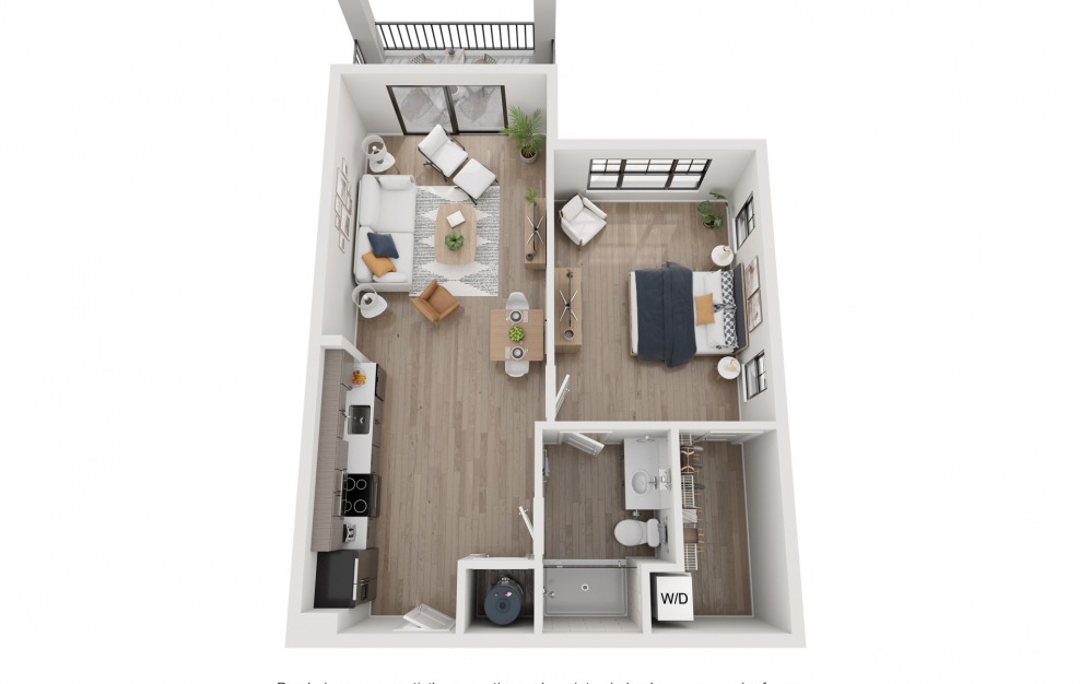 Greenfield - 1 bedroom floorplan layout with 1 bath and 787 square feet. (Layout 1)