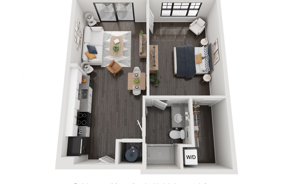 Hyco - 1 bedroom floorplan layout with 1 bath and 758 square feet. (Layout 2)