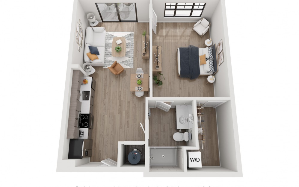 Hyco - 1 bedroom floorplan layout with 1 bath and 758 square feet. (Layout 1)